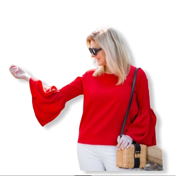 Zara Red Peplum sleeve top in size Medium - Picture 10 of 13